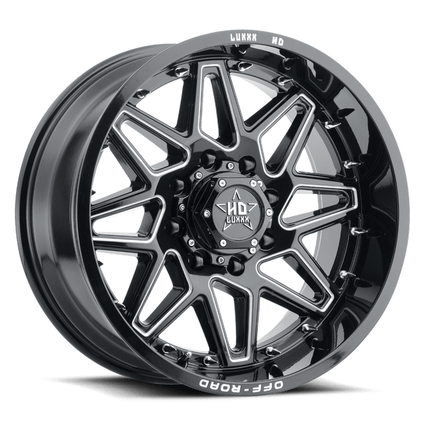 LUXXX HD LHD17 Gloss Black Milled w/ Chrome Spike Rivets