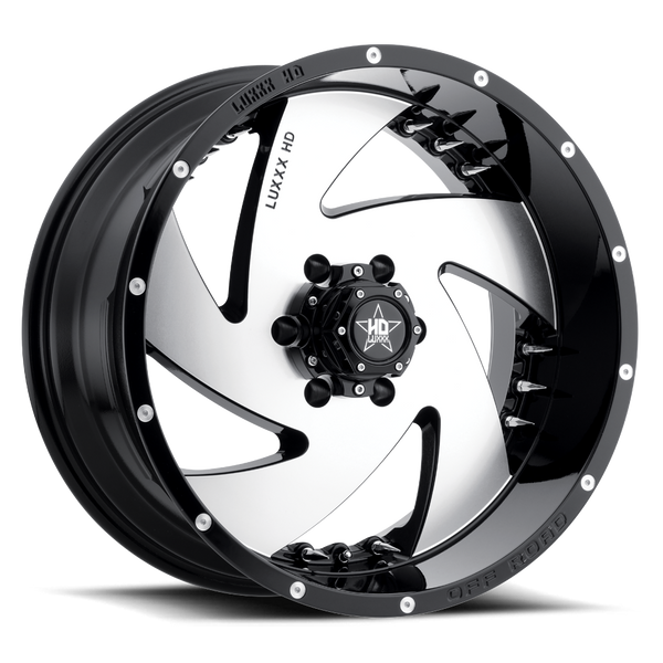 LUXXX HD LHD6 Gloss Black Machined Face w/ Chrome Spike Rivets
