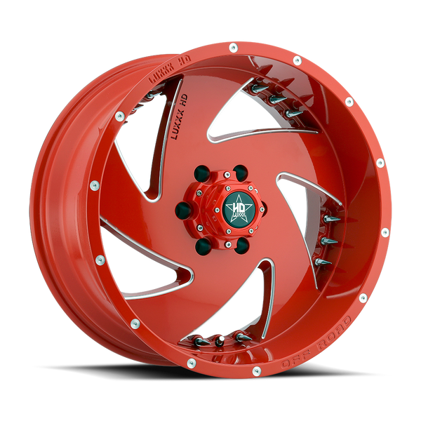 LUXXX HD LHD6 Red Milled w/ Chrome Spike Rivets