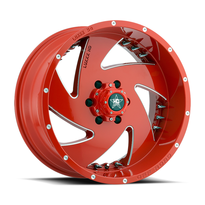 LUXXX HD LHD6 Red Milled w/ Chrome Spike Rivets