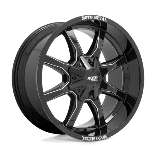 Moto Metal MO970 N2 GLOSS BLACK W/ MILLED SPOKE & MOTO METAL ON LIP