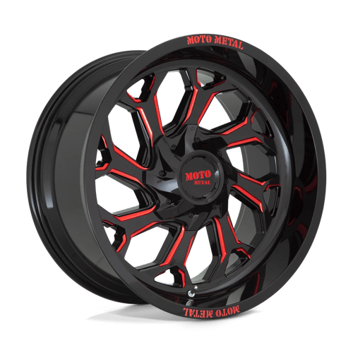 Moto Metal MO999 BW GLOSS BLACK MILLED W/ RED TINT