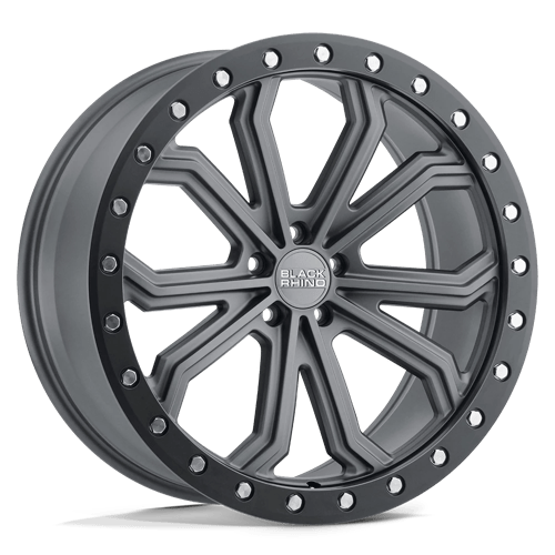 Black Rhino TRABUCO BW MATTE GUNMETAL W/ BLACK RING & SILVER BOLTS