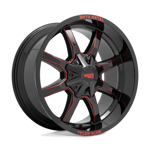 Moto Metal MO970 N2 GLOSS BLACK MILLED W/ RED TINT & MOTO METAL ON LIP