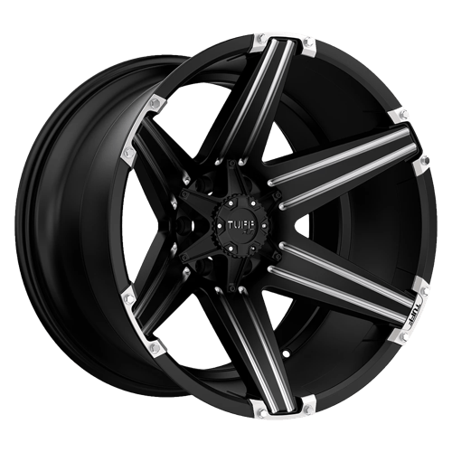 Tuff T12 N2 SATIN BLACK W/ MILLED SPOKES AND BRUSHED INSERTS
