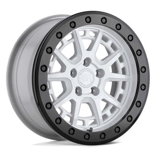 Black Rhino GRAVEL BEADLOCK BW GLOSS WHITE W/ BLACK RING & BOLTS
