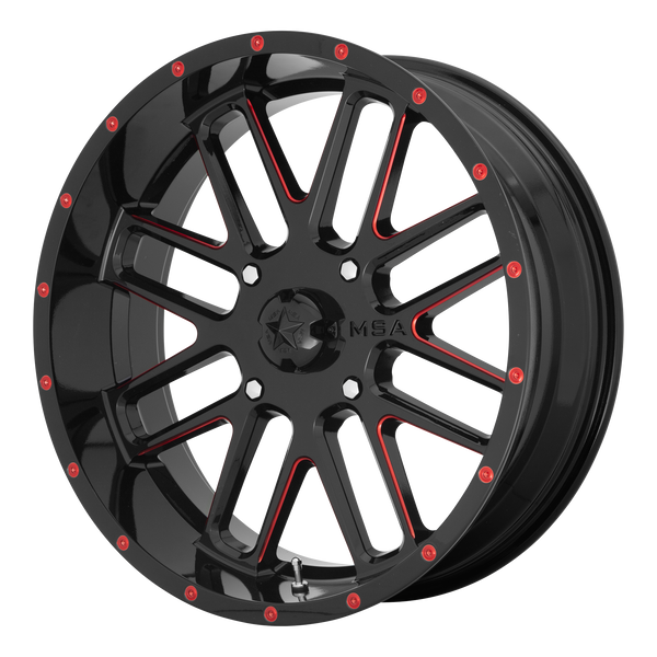 MSA Offroad Wheels M35 BANDIT N2 GLOSS BLACK MILLED W/ RED TINT
