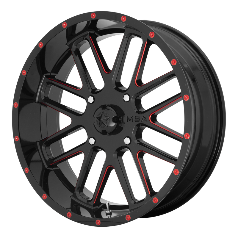MSA Offroad Wheels M35 BANDIT N2 GLOSS BLACK MILLED W/ RED TINT